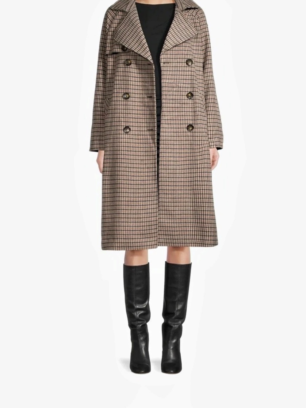 Sam Edelman Plaid Belted Double-Breasted Trench Coat Size 6